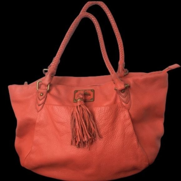 Elliot Lucca Handbags - Elliott Lucca Coral Red Leather Boho Shoulder Bag